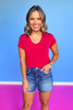 SSYS Signature Double Lined U Neck Air Tee Shirt In Cherry
