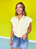 Yellow Collared Button Down Short Sleeve Top *FINAL SALE*