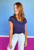 SSYS Signature Double Lined U Neck Air Tee Shirt In Navy