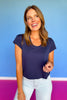 SSYS Signature Double Lined U Neck Air Tee Shirt In Navy