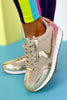 Gold Metallic Trim Mesh Detail Sneakers