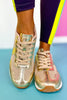 Gold Metallic Trim Mesh Detail Sneakers