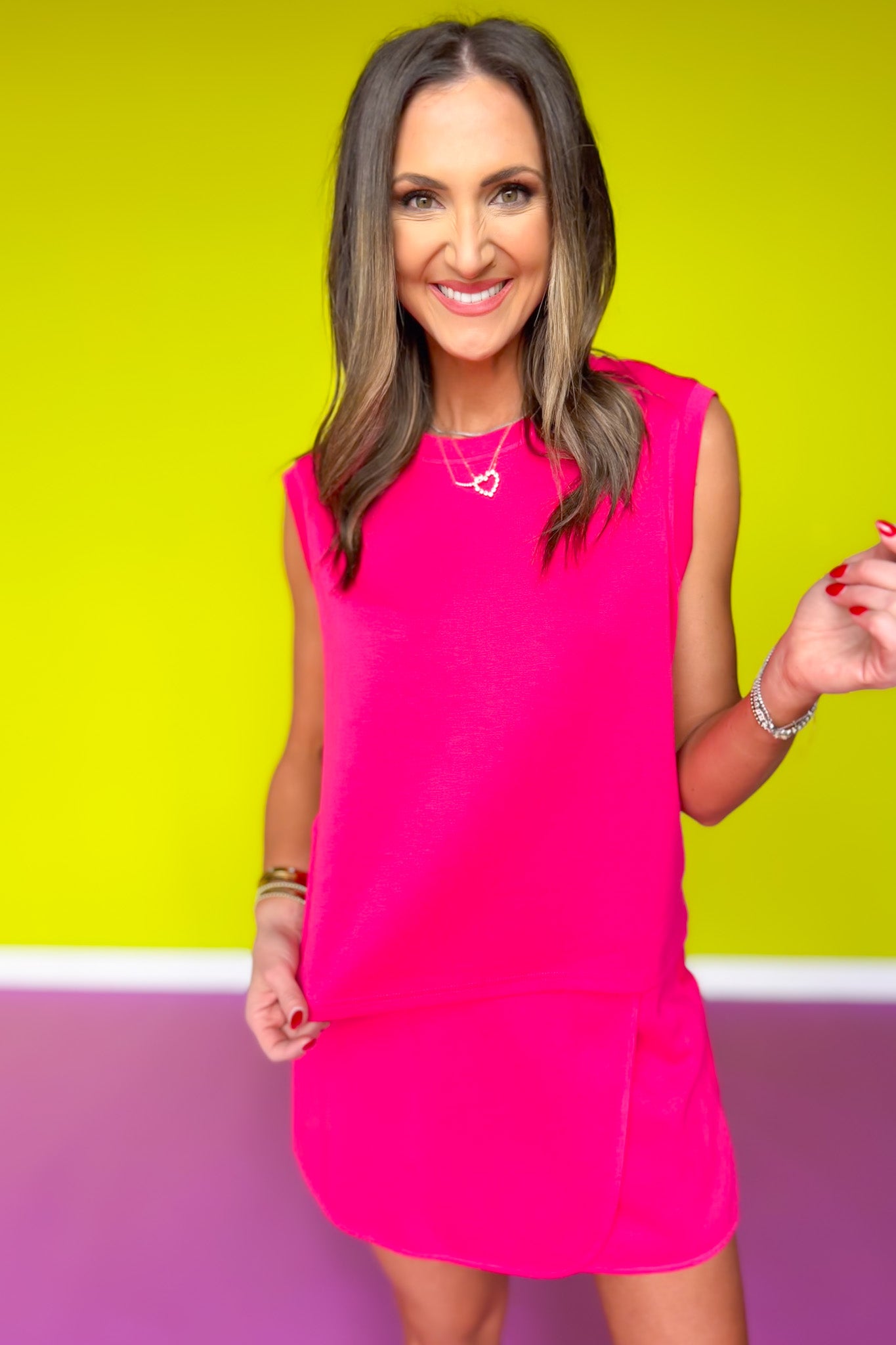 SSYS Signature Cap Sleeve Air Tee Shirt In Hot Pink