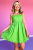 Green Sleeveless Scallop Trim Bow Back Dress