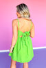 Green Sleeveless Scallop Trim Bow Back Dress