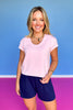 SSYS Signature Double Lined U Neck Air Tee Shirt In Light Pink