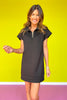 SSYS Pleated Hem Taylor Air 3/4 Zip Dress In Black