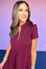 SSYS Lainey Lattice Everyday Puff Sleeve Drop Waist Dress In Maroon