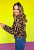 Brown Animal Print Mock Neck Long Sleeve Sweater *FINAL SALE*