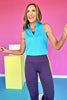 SSYS Blue Sleeveless Frill V Neck Active Top