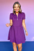 SSYS Lainey Lattice Everyday Puff Sleeve Drop Waist Dress In Plum