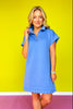 SSYS Pleated Hem Taylor Air 3/4 Zip Dress In Cornflower