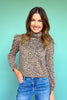 SSYS Chandler Mock Neck Long Sleeve Top In Tan Animal