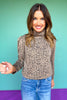SSYS Chandler Mock Neck Long Sleeve Top In Tan Animal
