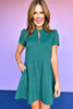 SSYS Lainey Lattice Everyday Puff Sleeve Drop Waist Dress In Hunter