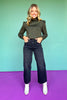 SSYS Chandler Mock Neck Long Sleeve Top In Hunter Animal