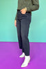 Vervet Black High Rise Raw Hem Crop Wide Jeans
