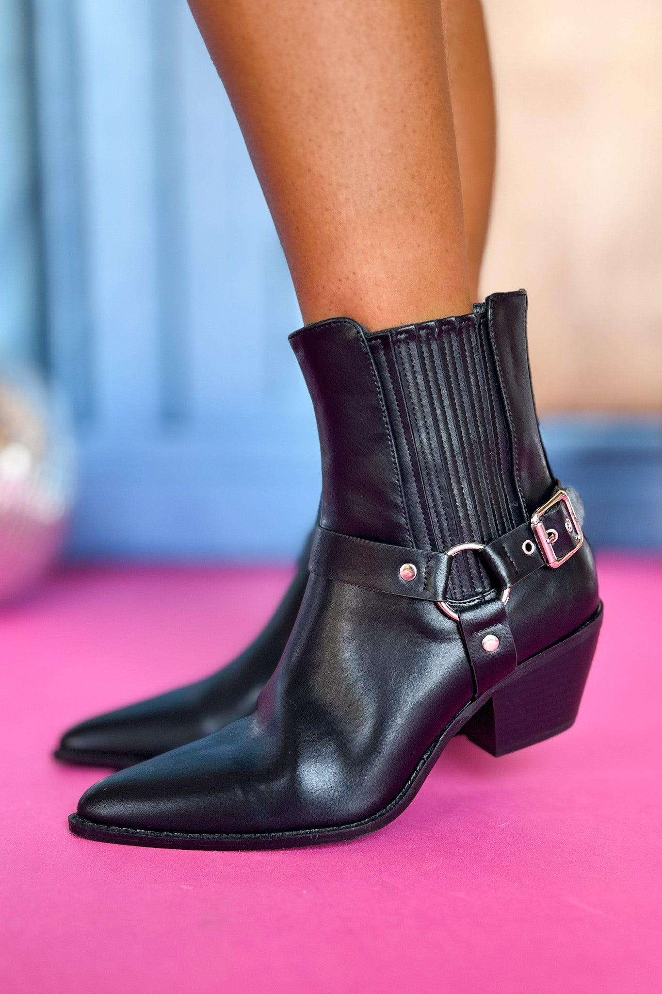 Black Side Silver Buckle Detail Boots SSYS