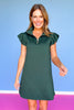 SSYS Reese Flutter Sleeve Air Dress In Hunter
