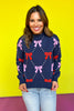 THML Navy Knit Bow Sweater