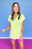 SSYS V Neck Hooded Lightweight Air Tent Top In Lime