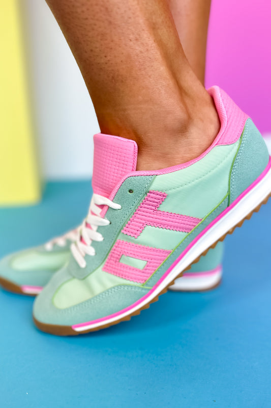 Green Multi Tone Trim Sneakers