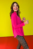 SSYS Hot Pink Honeycomb Long Sleeve Frill V Neck Active Top