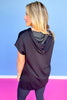 SSYS V Neck Hooded Lightweight Air Tent Top In Black