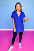 SSYS V Neck Hooded Lightweight Air Tent Top In Royal