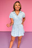 SSYS Terry V Neck Collar Top In Blue