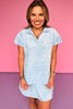 SSYS Terry V Neck Collar Top In Blue