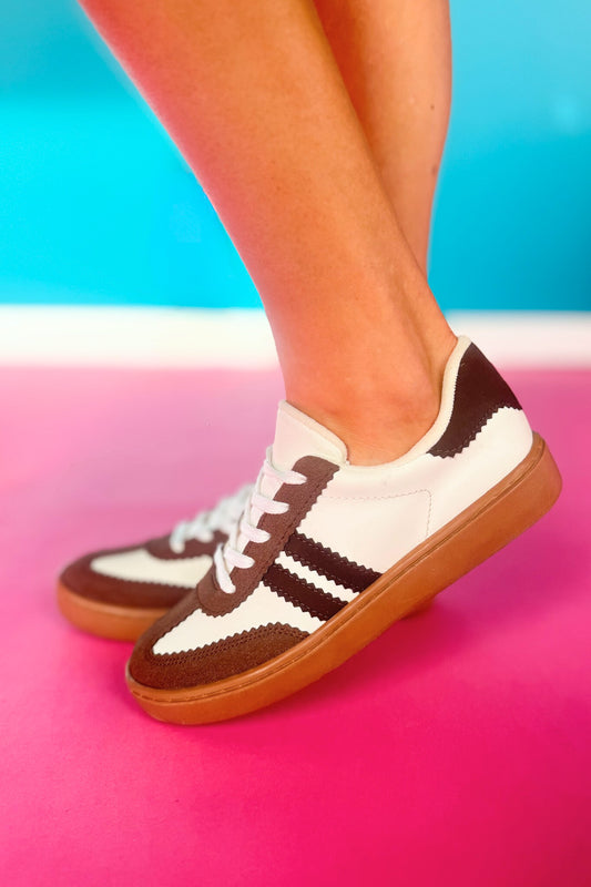 Mocha and White Court Sneakers