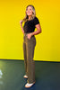 Mica Olive Super High Double Waistband Wide Leg Jeans