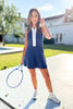 SSYS Contrast Half Zip Active Dress In Navy