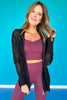 SSYS Exaggerated Collar Crochet Knit Zip Up Sweater In Black