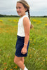 SSYS Kids Ribbed Crew Neck Sleeveless Flag Embellished Tank In Ivory