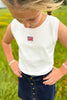 SSYS Kids Ribbed Crew Neck Sleeveless Flag Embellished Tank In Ivory