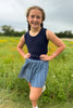 SSYS Kids Lottie Pleated Skort In Navy Gingham