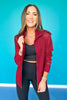 SSYS Exaggerated Collar Crochet Knit Zip Up Sweater In Maroon