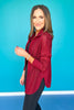 SSYS Exaggerated Collar Crochet Knit Zip Up Sweater In Maroon