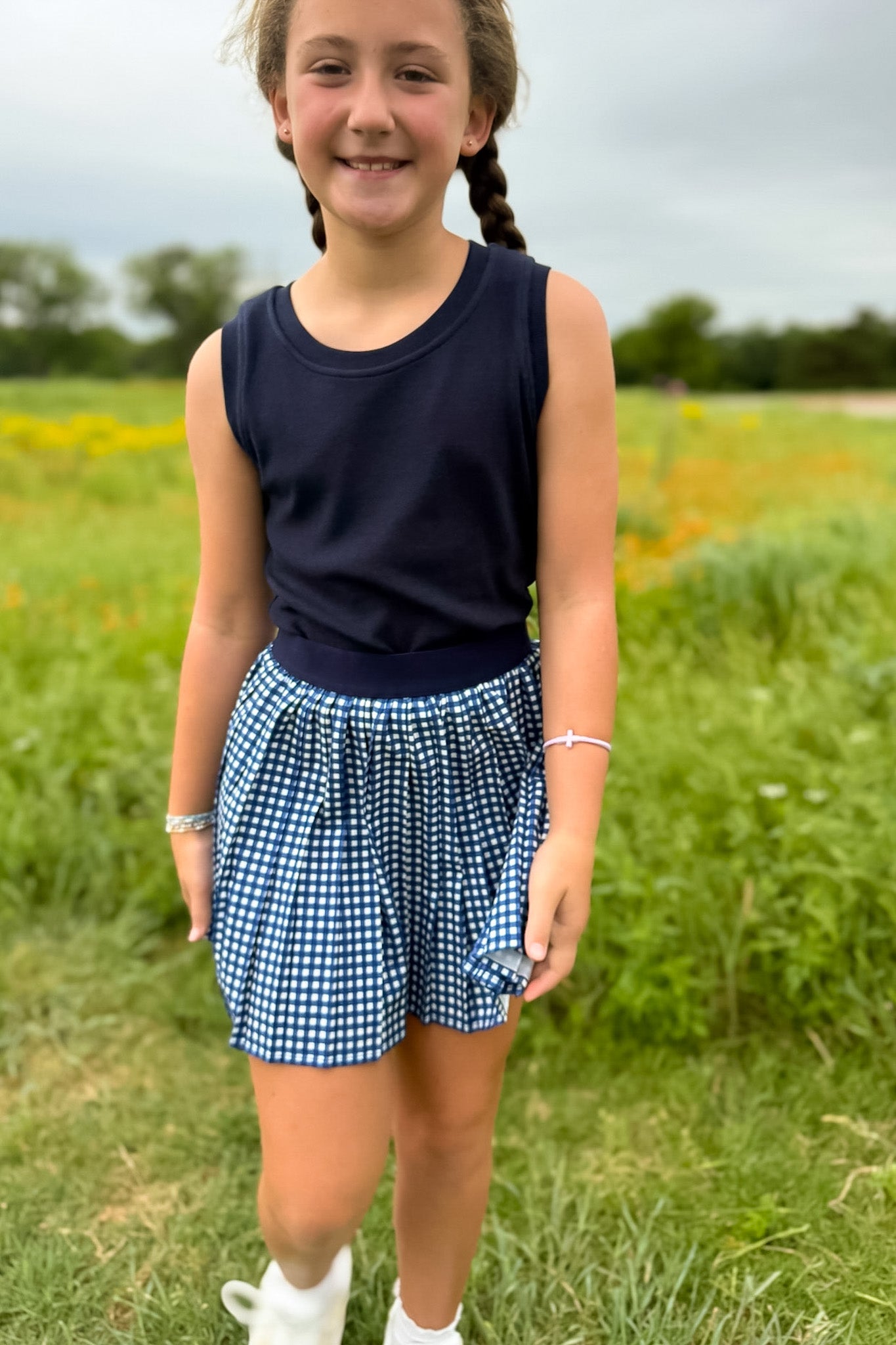 SSYS Kids Ribbed Crew Neck Sleeveless Tank In Navy