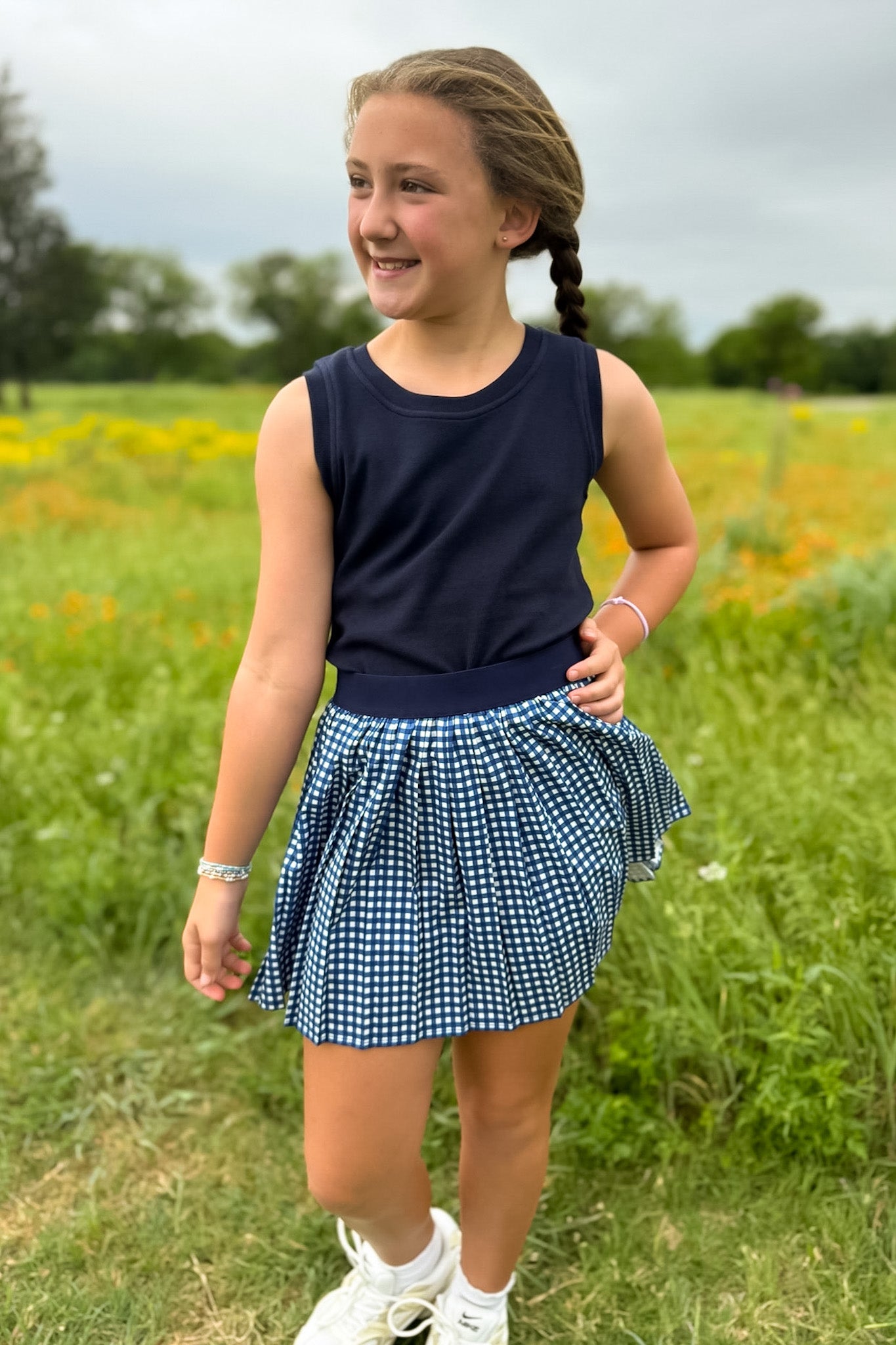 SSYS Kids Ribbed Crew Neck Sleeveless Tank In Navy