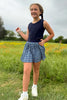 SSYS Kids Lottie Pleated Skort In Navy Gingham