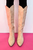 Beige Suede Tall Pointed Toe Boots