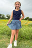 SSYS Kids Lottie Pleated Skort In Navy Gingham