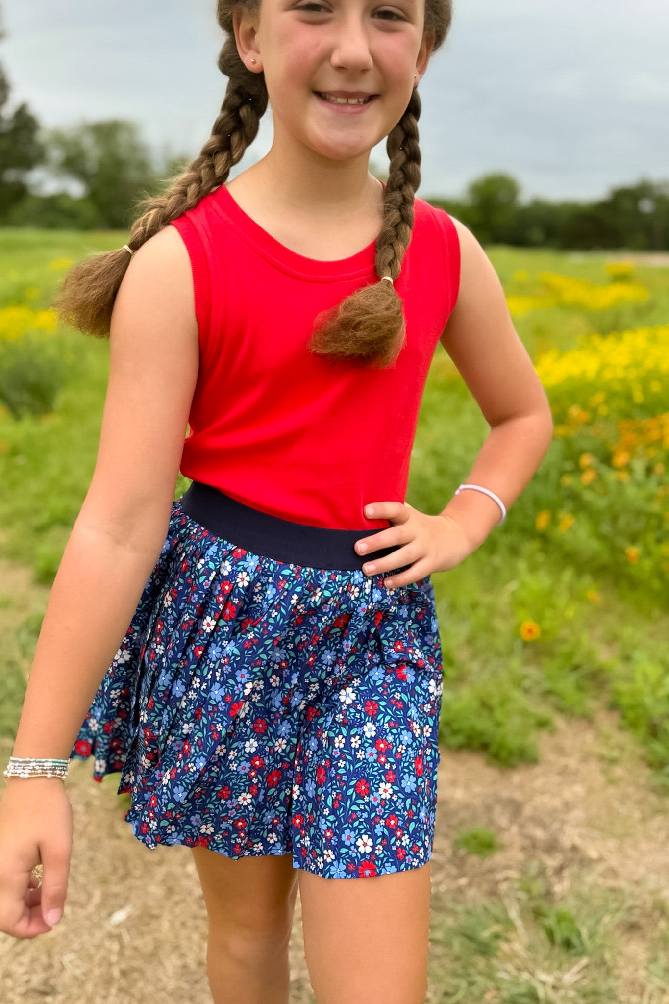 SSYS Kids Lottie Pleated Skort In Freedom Floral
