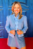 SSYS Belle Textured Scallop Open Blazer In Cornflower Blue