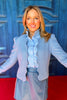 SSYS Belle Textured Scallop Open Blazer In Cornflower Blue