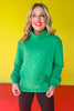 SSYS The Ava Diamond Quilted Pullover In Green With Red Zipper