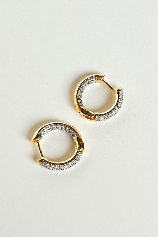 Gold 14k Dipped Inside Outside Crystal Hoop Earrings, elevated gold hoops, embellished gold hoops, mini gold hoops, ready hoops, on trend gold hoops, SSYS by mallory fotzsimmons 